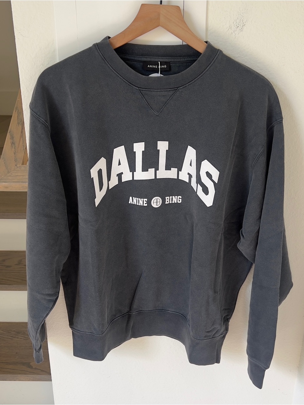 Anine Bing Ramona Sweatshirt University of Dallas in Washed Black NWT - Picture 2 of 7